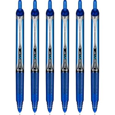Imagem de PILOT Canetas esferográficas retráteis e recarregáveis Precise V7 RT, ponta fina (0,7 mm), tinta azul, pacote com 6 (13619)