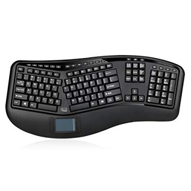 Imagem de Adesso WKB-4500UB – Teclado ergonômico sem fio para desktop touchpad, design de teclas divididas, descanso de palma, teclas de controle de mídia, longa vida útil da bateria – Compatível com laptop/desktop/PC/Windows XP/7/8/10