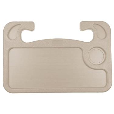 Imagem de LoyaGour Bandeja de volante, bandejas de comida de mesa de carro para comer, suporte para laptop, mesa de carros para motorista, serve na maioria dos volantes de veículos automotivos (bege, médio)