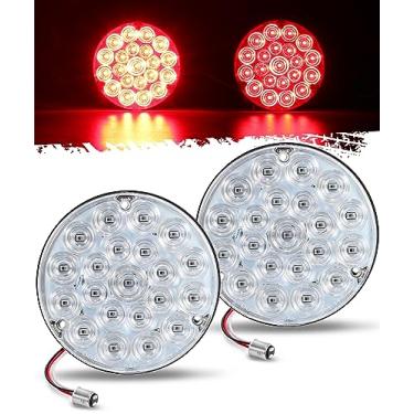 Imagem de Partsam Luz traseira redonda de 10 cm 21-2835 LEDs luzes vermelhas de carga de seta com soquete 1157 TPE junta de lente transparente Replacemnet para Freightliner Kenworth Peterbilt Cascadia, 12V IP67 à prova d'água 2 peças