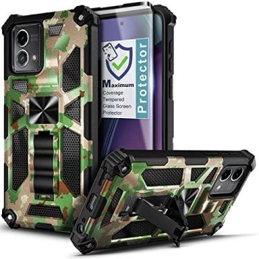 Imagem de NZND Capa projetada para Motorola Moto G Stylus 5G (2023) com protetor de tela de vidro temperado (cobertura máxima), proteção total [grau militar] capa resistente com suporte integrado (camuflagem)