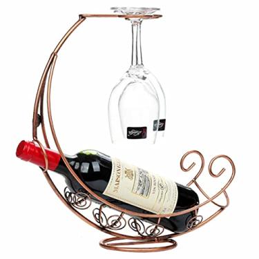 Imagem de Hongiuia Wine Glass Rack - Metal Wine Bottle rRack Standing Display Rack, Desktop Stemware Storage Rack, Pirate Ship - Bronze
