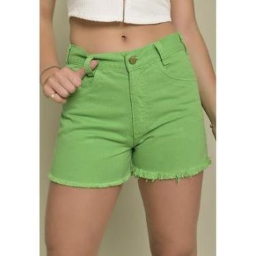 Imagem de Shorts Mom Jeans Color Feminino Cintura Alta Dial-Feminino