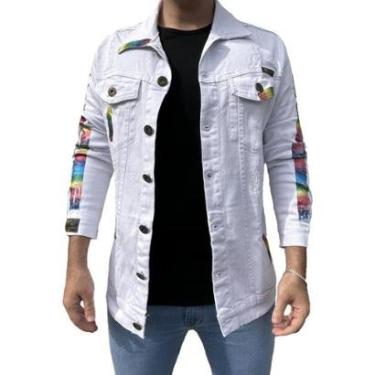 Imagem de Jaqueta Branca Masculina Colorida Personalizada a Mão-Masculino