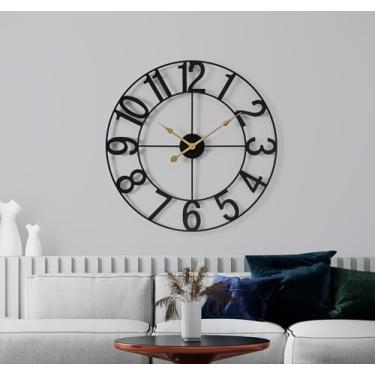 Imagem de Sorbus Relógio de parede grande para decoração de sala de estar - Relógio de parede para cozinha - Relógio de parede decorativo de 24" (60 cm) - Relógio analógico grande a bateria (preto)
