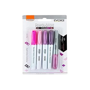 Imagem de Marcador Artístico Permanente Spring Ponta Fina, Blister com 5 Unidades, BRW, Modelo: CA5151, Cor: Multicor