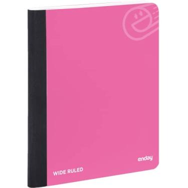 Imagem de Enday Cadernos de composição papel pautado largo, caderno de composição de capa dura rosa, livros de composição forrados premium, caderno pautado com 100 folhas