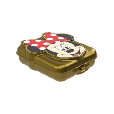 Imagem de Sanduicheira Lancheira Minnie Mouse 3D Dourado com Trava - Plasútil