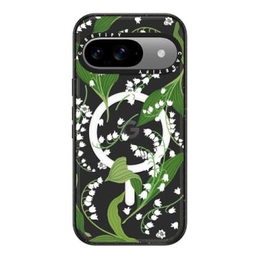 Imagem de CASETiFY Capa Impact para Google Pixel 9 / Pixel 9 Pro - Lírio do Vale - Preto Transparente