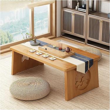 Imagem de Mesa de chá pequena de estilo japonês ecológico, mesa de centro de tatame, mesa de altar baixo para meditação, para sentar no chão, para jantares e práticas espirituais, madeira, 80x40x30cm