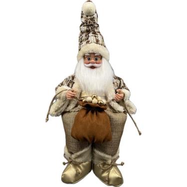 Imagem de Papai Noel Sentado Bordo Marrom Decoração Natal 40Cm
