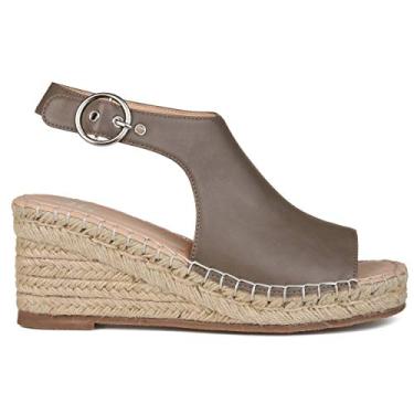 Imagem de Brinley Co. Sandálias femininas anabela, Taupe, 6