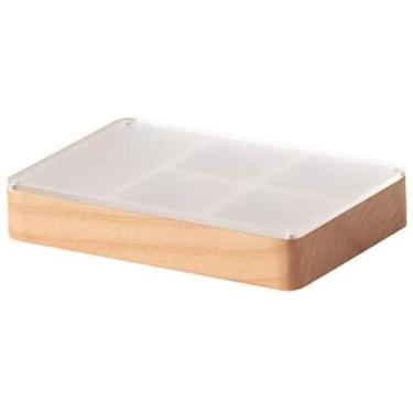 Imagem de Organizador de joias Caixa de joias com tampa de madeira maciça Design Caixa de armazenamento de joias Brincos Anéis Colares Pulseiras Estojo organizador presente para mulheres Estojo de joias Armazen