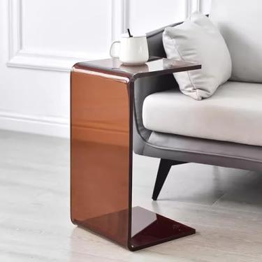 Imagem de Mesa lateral de acrílico em forma de C, mesa de centro de acrílico transparente para sala de estar, mesa de café transparente, mesa de lanche, mesa central moderna