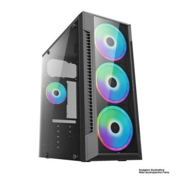 Imagem de Gabinete Gamer Mid Tower Lateral Vidro Temperado Preto BPC C3147 - Bra