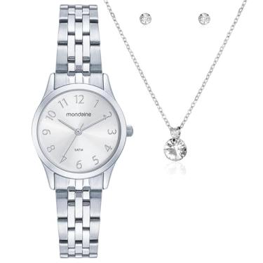 Imagem de Kit Relógio Mondaine Prata Feminino 32608L0MKNE2K1 semi-joias