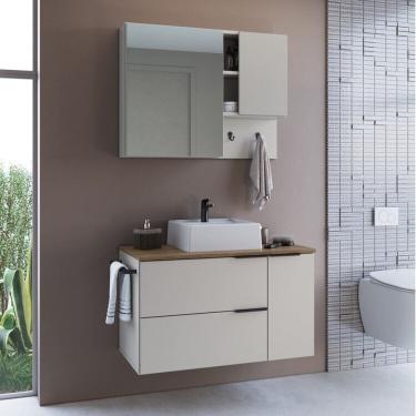 Imagem de Conjunto para Banheiro Gabinete Suspenso 80cm com Toalheiro Cuba e Espelheira Cj8020.10 Mel/Arenas