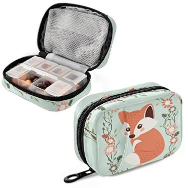Imagem de Estojo de comprimidos com caixa de comprimidos de raposa fofa organizador de comprimidos para 7 dias porta-remédios