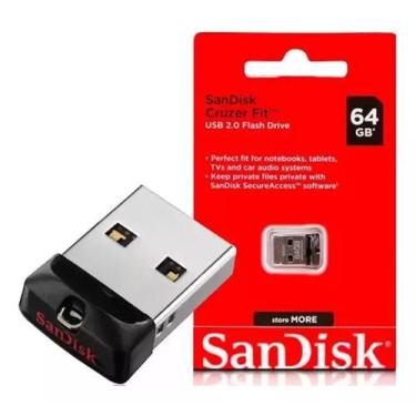 Imagem de Mini Pen Drive 64GB Sandisk Z33 Cruzer Fit  USB 2.0 Flash Drive SDCZ33