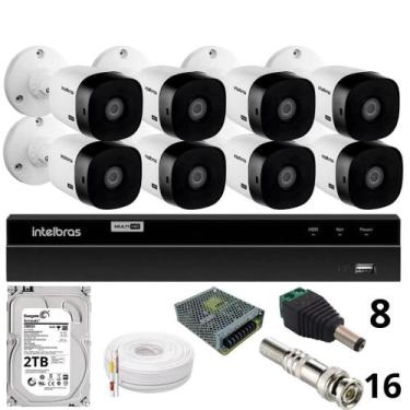 Imagem de Kit 8 Câmeras Intelbras  Bullet 1220b Full Hd Dvr Intelbras 1216-c Mhd