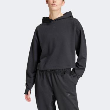 Imagem de Blusa Moletom Adidas Power Com Capuz Feminina, Preto, G