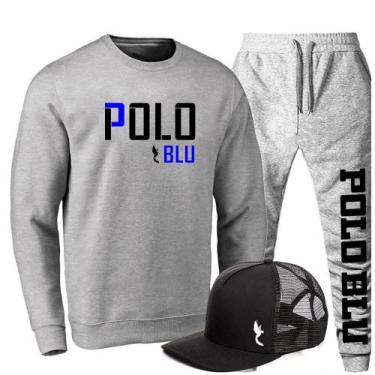 Imagem de Conjunto Moletom Casual Masculino Sem Capuz + Boné Dia a Dia - Polo Bl