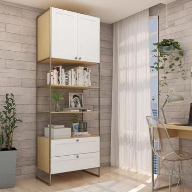 Imagem de Estantes Para Livros Provençal 2 Portas 2 Gavetas 100% MDF com Metalon