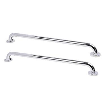 Imagem de Barra Alça Apoio 60cm Aço Inox Kit 2 Uni PCD Acessibilidade Cadeirante