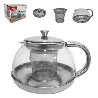 Imagem de Chaleira de vidro / inox com infusor 800ml na caixa - Casita/ imporien