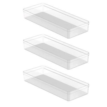 Imagem de Kit 3 Organizador De Gaveta Cozinha Quarto Objetos Multiuso Clear - OG