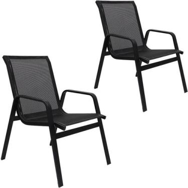 Imagem de Kit 2 Poltronas Cadeiras de Piscina em Tela e Alumínio - Nossa Kasa Mó