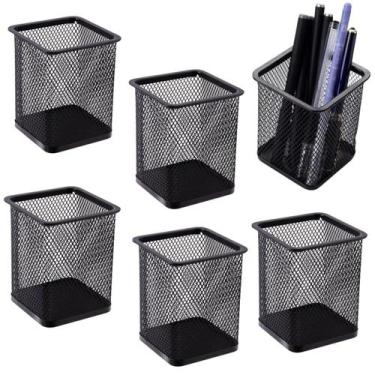 Imagem de 6 Porta Caneta Quadrado Escritório Quarto Preto Aramado Atacado, 6 un