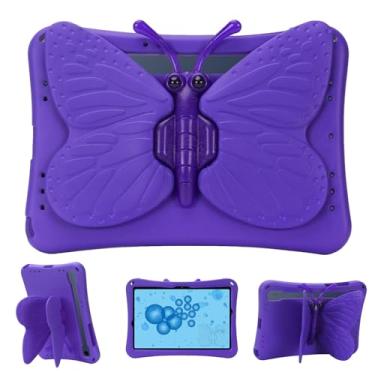 Imagem de Capa Butterfly Kids para Samsung Galaxy Tab S9 FE 5G 27.7 cm/ S9/S8/S7 27.9 cm, Galaxy Tab A9+ Plus, capa macia de EVA giratória, leve, Shockprof, compatível com crianças, roxa