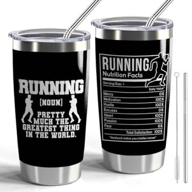 Imagem de CWEGSJ Running Gift Runner Nutrition Facts 590 ml Copo isolado de aço inoxidável para amantes de corrida, presente esportivo, presente de treinamento, treinador, copo de viagem (fatos nutricionais de