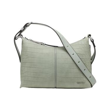 Imagem de Calvin Klein Bolsa transversal com zíper superior, Crocodilo de camurça sálvia do deserto, One Size
