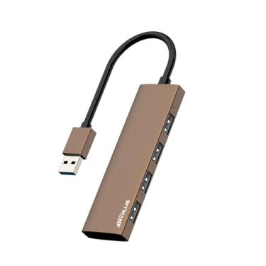 Imagem de ANYPLUS Hub USB, hub USB 3.0, divisor USB ultrafino de liga de alumínio, extensor USB portátil de 4 portas, hub USB para laptop, PC, MacBook, iMac, Surface Pro, Mac Pro, Flash Drive, XPS【marrom】