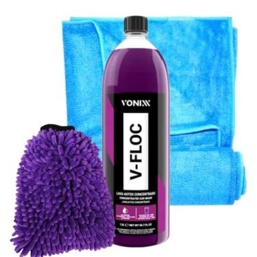 Imagem de Shampoo Automotivo V-floc 1,5l Vonixx + Toalha Secagem e Luva Microfibra