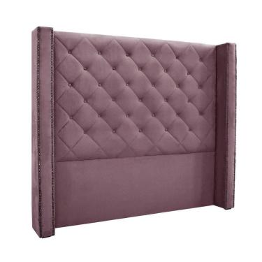 Imagem de Cabeceira Cama Box Queen 160cm e Recamier Vicenza Veludo S04 Cor Uva