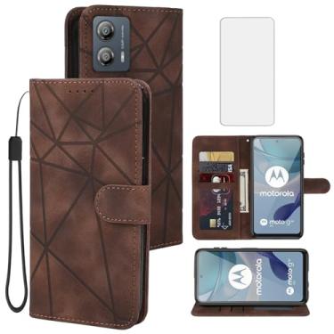 Imagem de Tothedu Capa para Moto G23/Moto G13/Moto G53/G53J/G53Y XT2333-1 Capa carteira com protetor de tela de vidro temperado, suporte de couro para cartão de crédito, alça para celular para Motorola Moto G23