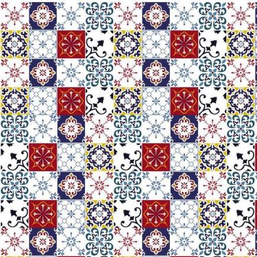 Imagem de Papel De Parede Azulejo Vermelho E Azul Cozinha Lavatório