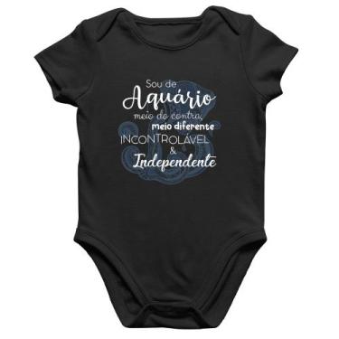 Imagem de Body Bebê Algodão Sou de Aquário - Foca na Moda, Preto, G