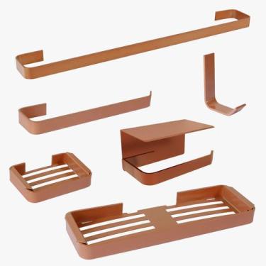 Imagem de Kit Acessórios Para Banheiro Rose 6 Peças C/ Suporte Celular - Letu Va
