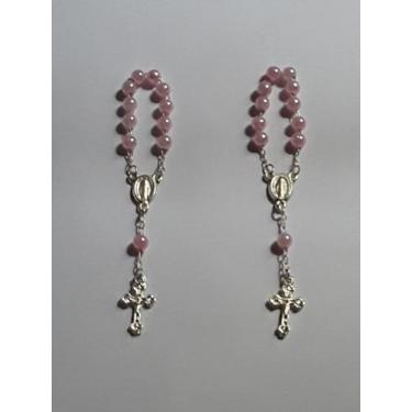 Imagem de Mini terço pra lembrancinhas,casamento, batizado - rosa bebê-12 unidad