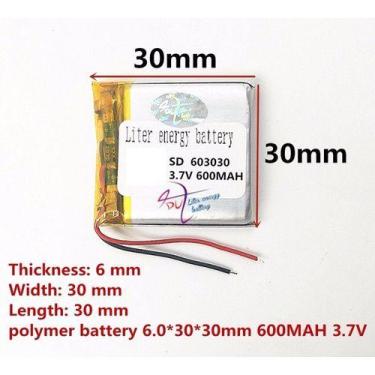 Imagem de 10pcs Bateria 2 Fios 603030  3,7v 600mah 6mm X 30mm X 30mm - KMIG