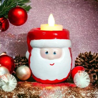 Imagem de Porta Vela Papai Noel de Ceramica Natal Com Vela Rechaud - Decore Casa