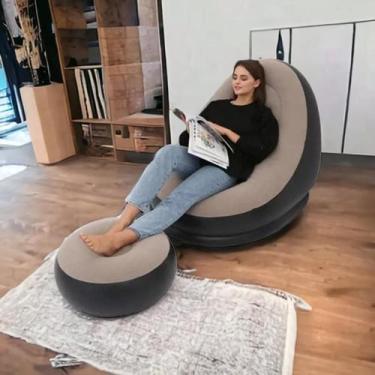 Imagem de Sofa Poltrona Inflavel Portatil Kit 2 em 1 com Puff - SHOP ALTERNATIVO