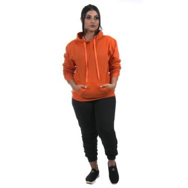 Imagem de Conjunto Feminino Calça Preta e Blusa de Moletom cor Laranja - Ipê Mul