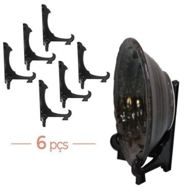 Imagem de Kit Com 6 Peças Suporte Para Pratos e Azulejos Preto 12,5cm - AC