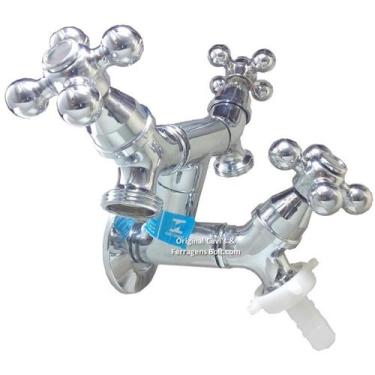 Imagem de Torneira Metal 3 Saídas Tanque Tanquinho Máquina De Lavar - ORIGINAL C