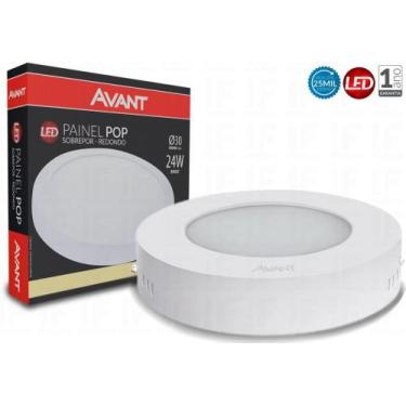 Imagem de Painel Plafon 24w Led Redondo Teto Sobrepor Branco Neutro - Avant